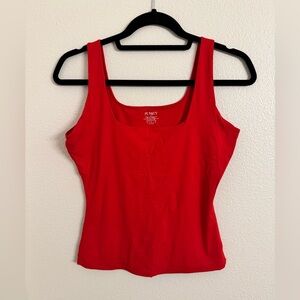 Pumiey Red Square Neck Tank Top